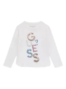 Топ с длинными рукавами и пайетками Guess Kids, белый