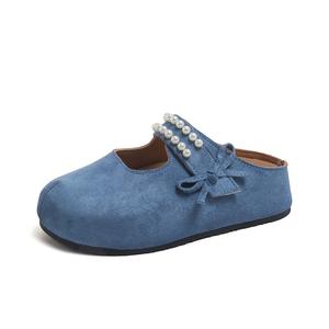 Aimilian Женские противоскользящие тапочки с закрытым носком на резиновой подошве синие, цвет Blue