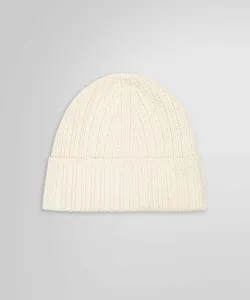 Вязаная шапка из хлопка и нейлона в рубчик.