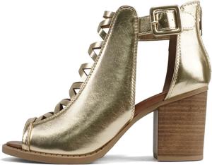 Адель ~ Женские сандалии на каблуке с открытым носком и ремешком на щиколотке Topshoe Avenue, Lt Gold Pu