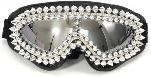 Солнцезащитные очки Y2K большого размера для женщин и мужчин, с металлическими заклепками, в стиле байкера, для Хэллоуина и вечеринки, с защитой от УФ-излучения UV400 Melrose, Black Silver