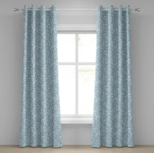 Шторы на люверсах ABAKUHAUS Листья, абстрактный узор с рисунком листвы и винтажной композицией Природа и рост, декоративные двухпанельные шторы, 280 см x 245 см, нежно-голубой и синий Abakuhaus