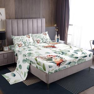 Erosebridal Детский комплект постельного белья с мультяшными попугаями, кавай дизайн, ботанический зеленый эвкалипт, Green Red