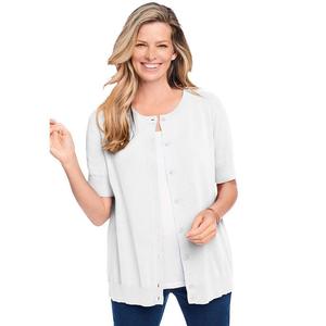 Женщина в женском идеальном кардигане с рукавами до локтя больших размеров Woman Within, белый