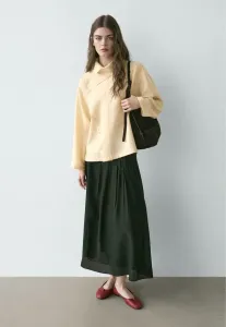 Струящаяся юбка-миди а-силуэта со складками Massimo Dutti, Black