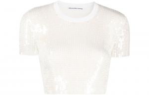 Футболка с пайетками Alexander Wang, белый