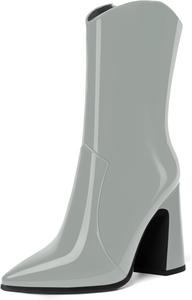 Женские ультрамодные ботильоны MODENCOCO на высоком каблуке с острым носком, молнией снаружи, стильные для путешествий, каблук 4 дюйма, Grey