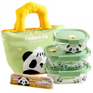 Термостойкие стеклянные ланчбоксы KAWASIMAYA, зеленый