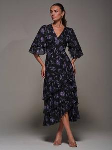 Платье с рюшами и сеткой Jolie Moi, Purple