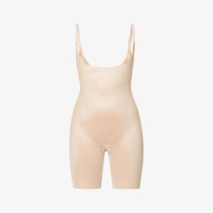 Боди Thinstincts 20 из эластичного плетения с открытой грудью Spanx, бежевый