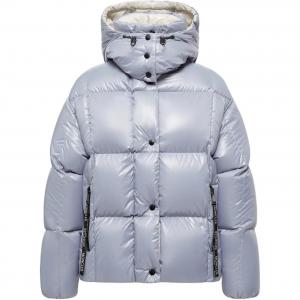 Куртка пуховая с капюшоном на молнии Moncler, голубой