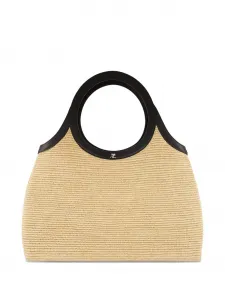 Сумка-тоут Holy из рафии Courreges, бежевый