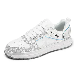 Низкие кроссовки для скейтбординга для детей и подростков с амортизацией ударов и износостойкостью D&W, белый/серебряный