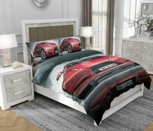 Постельное белье 140x200 см + 2x70x80 см, комплект из 3 предметов, 100% хлопок, сатин, молния, рисунок машина, разноцветное - | So.0114 SOVIO