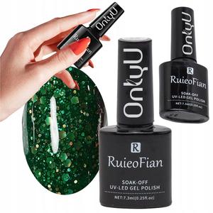 ТЕМНО-ЗЕЛЕНЫЙ ГИБРИДНЫЙ ЛАК ДЛЯ НОГТЕЙ С БЛЕСТКАМИ УФ-ЛАК/L135 OnlyU