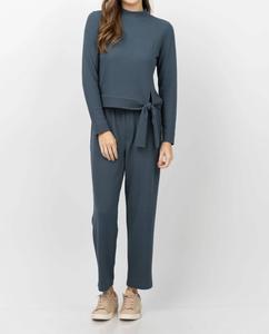 Топ с воротником стойкой и завязкой на талии в цвете "Бездна" Lilla P, Abyss