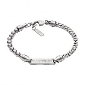 EMPORIO ARMANI Серебряный браслет из нержавеющей стали для мужчин