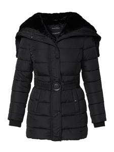 Женская утепленная куртка с капюшоном ЧЕРНОГО цвета KOROSHI