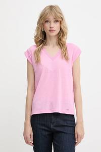 Льняная футболка Morgan, розовый