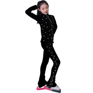 HEAD Тренировочный тонкий флисовый сет для женщин с камнями, дышащий и влаговпитывающий костюм для катания на льду для девочек, черный топ + брюки, 2XL