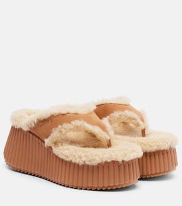 Повседневные сандалии на платформе Nama 80 из замши Chloé, Pottery Brown