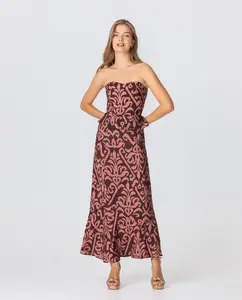 Длинная юбка с принтом и оборкой Noon, розовый/черный