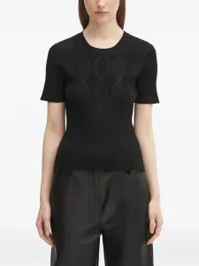 Топ с ромбовидным узором в рубчик KENZO, черный