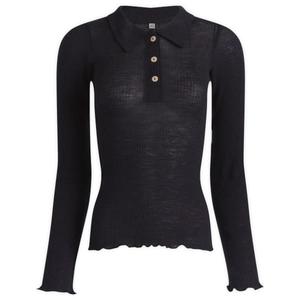 Двойной шерстяной топ-поло с длинными рукавами Baserange, Murano Navy