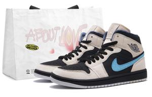 Jordan Женские баскетбольные кроссовки Air 1 Anti-Slip, износостойкие, среднего размера, винтажные, синие