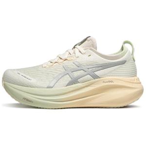 ASICS Кроссовки GEL NIMBUS 27 с низким верхом, износостойкие, дышащие, для бега на длинные дистанции, женские, молочно-белые