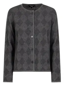 Кардиган на пуговицах с ромбовидным узором Emporio Armani, серый