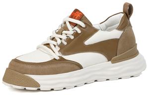 Низкие повседневные туфли с амортизацией для мужчин SULEGAO, Leather Upper[Khaki]Height Increasing 7Cm