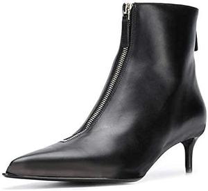Женские ботильоны XYD с острым носком и низким каблуком, модные, на каблуке-кисточке, с двумя молниями, уютные короткие ботинки для платья, Black