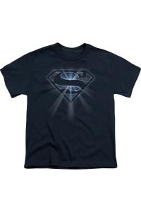 Футболка с подсвечивающимся щитом Супермена для детей Gildan, темно-синий