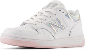 Детские кроссовки New Balance 480 V1 на шнуровке (унисекс), белый/розовый