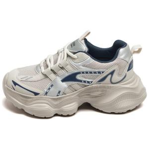 Массивные кроссовки женские низкие серо-голубые/бежево-золотые AGSDON, бежево-золотые [Дышащие]