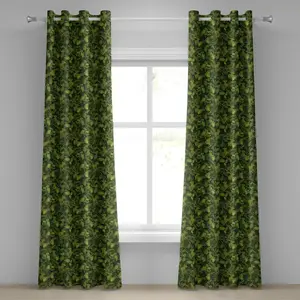Штора на люверсах ABAKUHAUS, вечнозеленая рождественская елка, хвойные листья сосны, ретро-сезонный лес, декоративные двухпанельные шторы, 280 см x 175 см, оливково-зеленый, светло-зеленый Abakuhaus