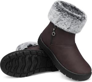 Женские зимние ботинки TEMOFON Водонепроницаемые: утепленные мехом ботильоны, широкие снежные ботинки, теплые и удобные, мягкая зимняя обувь для прогулок, размеры 5-11, Brown