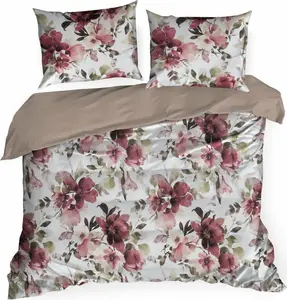 EUROFIRANY | Комплект постельного белья - Комплект постельного белья - 220 x 200 см - Красный цветочный узор - Комплект пододеяльников - Хлопок Eurofirany