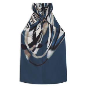 Топ из печатного твила с завязками на шее BOSS, Patterned