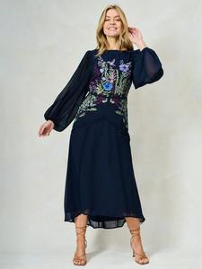 Платье макси Cassandra с цветочной вышивкой и пайетками из жоржета Hope & Ivy, Navy