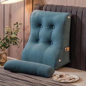 Большая подушка-валик, подушка для чтения, подушка для поясничной поддержки, подушка для поддержки спины у изголовья кровати, клиновидная подушка для поддержки спины в положении сидя (цвет: синий, размер: 45x55x26 см) COZMAX, Blue