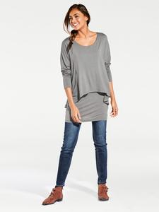 Рубашка с круглым вырезом серого меланжа Heine