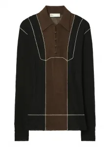 Поло с цветовой блокировкой Tory Burch, черный