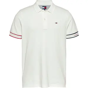 Поло с коротким рукавом Tommy Jeans Flag Cuff Slim Fit, бежевый