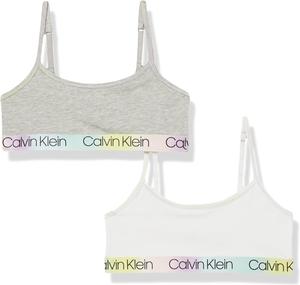 Набор из 2 бюстгальтеров для тренировок Calvin Klein Girls Modern Training Bra, White/Heather Grey Rainbow
