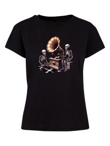 Футболка F4NT4STIC Gothic Skeleton Vintage Vinyl Plattenspieler, Black