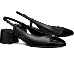 Туфли Tory Burch Cap-Toe Slingback 45mm, цвет Perfect Black/Perfect Black