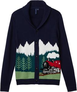 Свитер Janie and Jack  Train Intarsia Cardigan, Multicolor