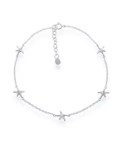 Серебряный браслет на ногу с морскими звездами Simona, silver
